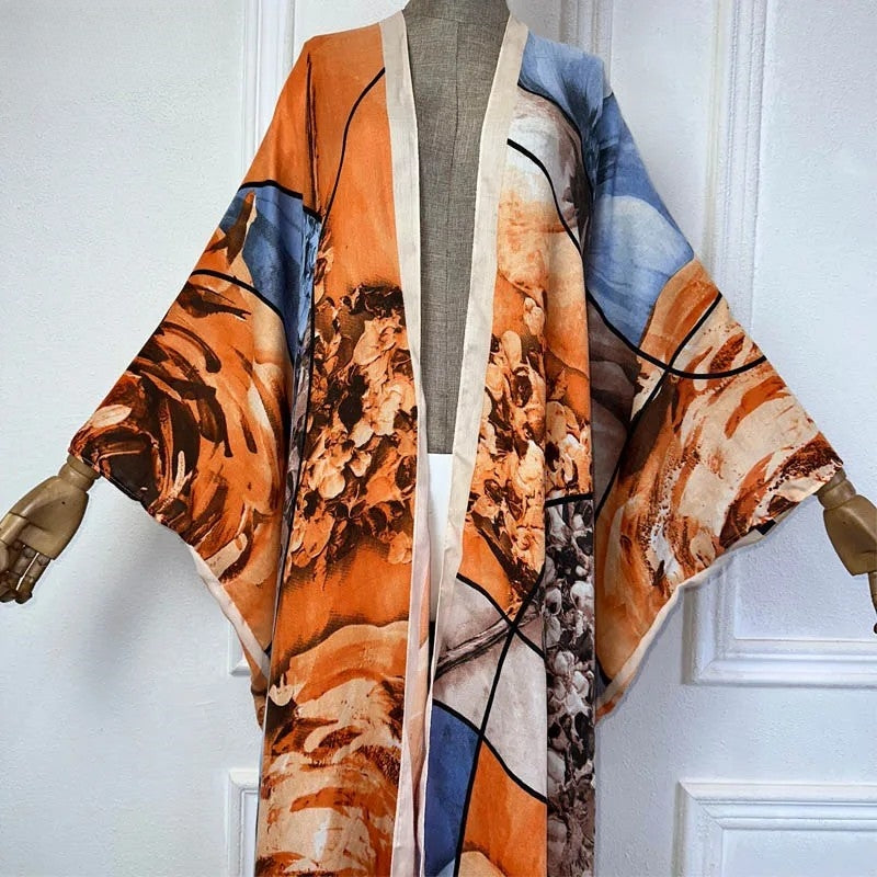 Grand Floral Elegance Midi Kimono