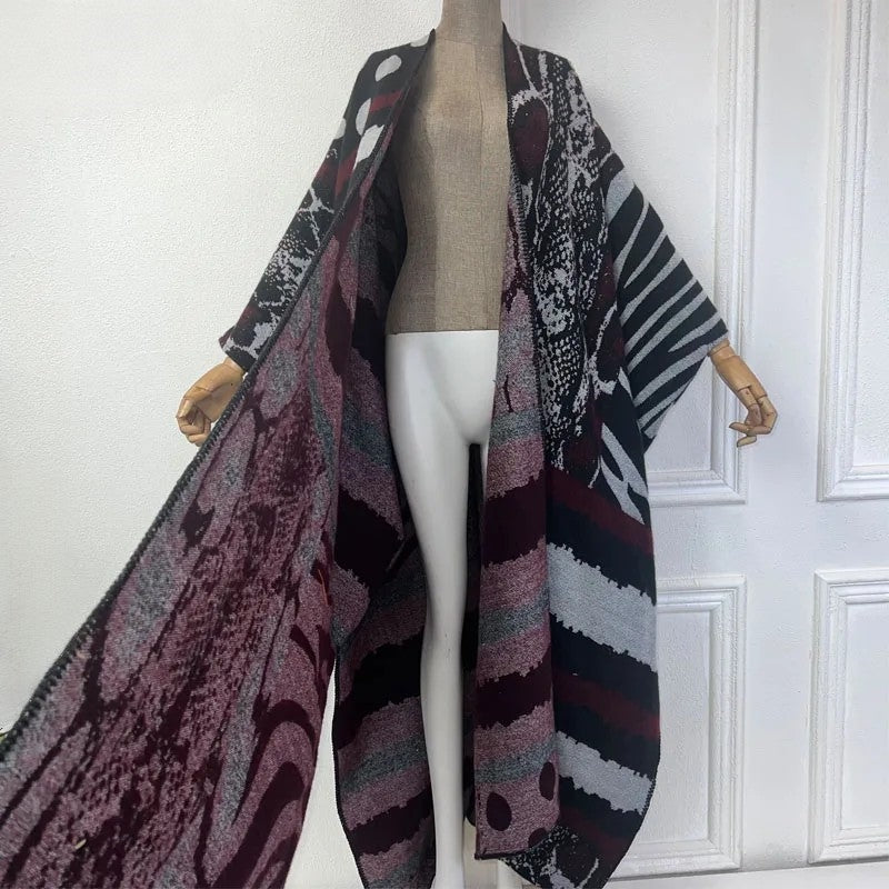 Robe Kimono Wild Elegance Wool Kimono (Purple)