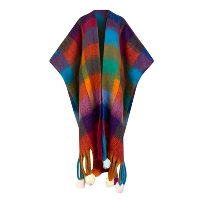 Quimono de lana de salón a cuadros Funky