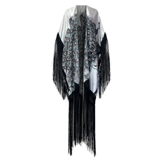 Robe Kimono Cock-Tail Tasseled Kimono (Black)