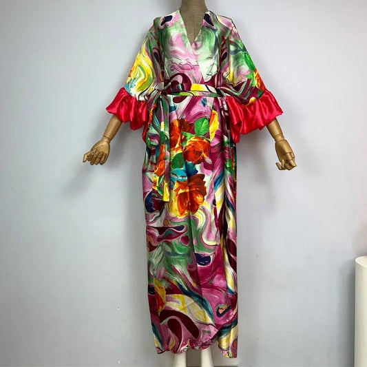 Ruby Radiance Bubble Sleeve Kimono