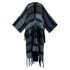 Black and gray striped poncho with fringes on a white background (Grey)