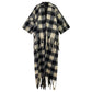 Black and white checkered poncho with fringes on a white background (Black)