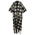 Black and white checkered poncho with fringes on a white background (Black)