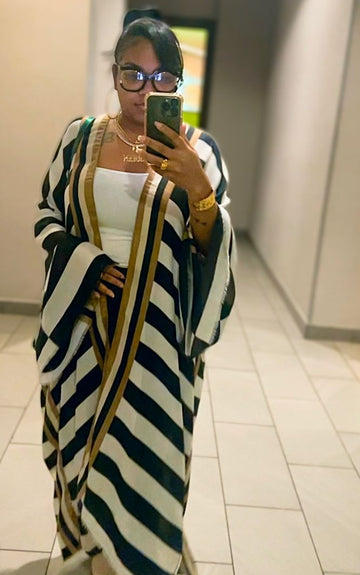 Women's striped kimono suit