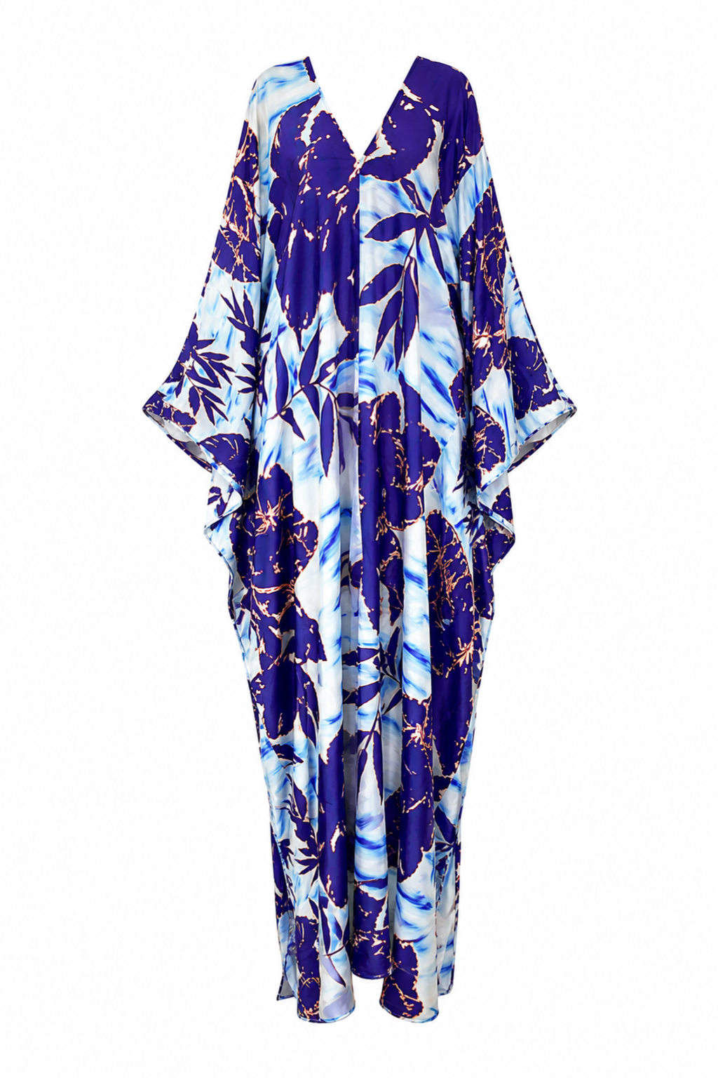 Violet Mist Petals Silk Kaftan Dress
