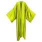 A green silk kimono with a solid pattern, displayed in an open style against a white background. (Apple Green)