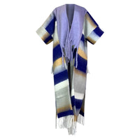 Striped scarf with fringes on a white background (Purple)