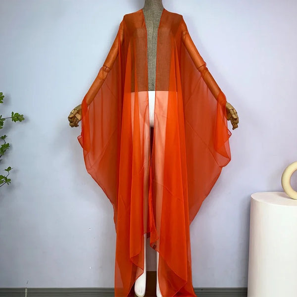 And The Why Sheer Front Tie Knot Oversized Kimono Wrap Cover Up