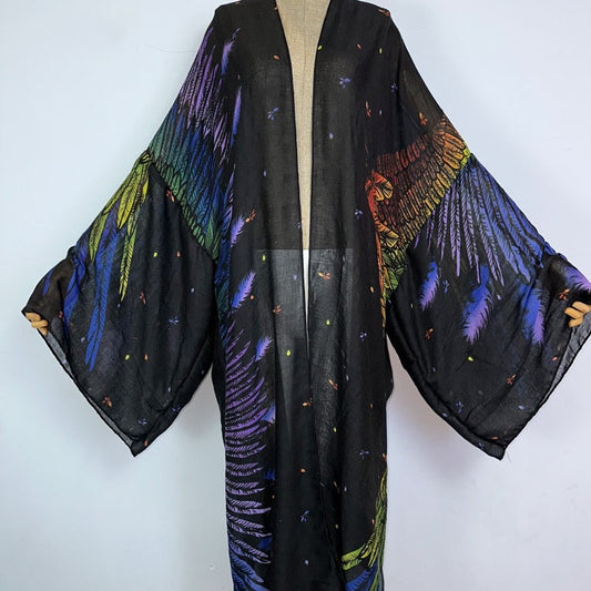 Kimono noir ciel nocturne 