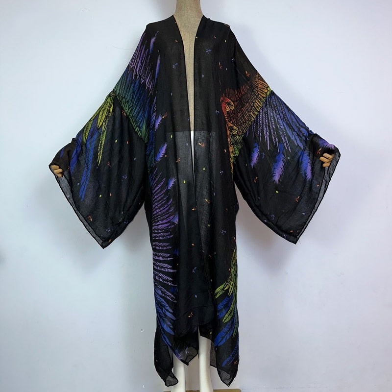 Kimono noir ciel nocturne 