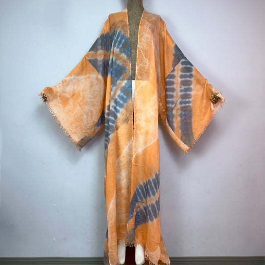 Kimono tie-dye abricot 