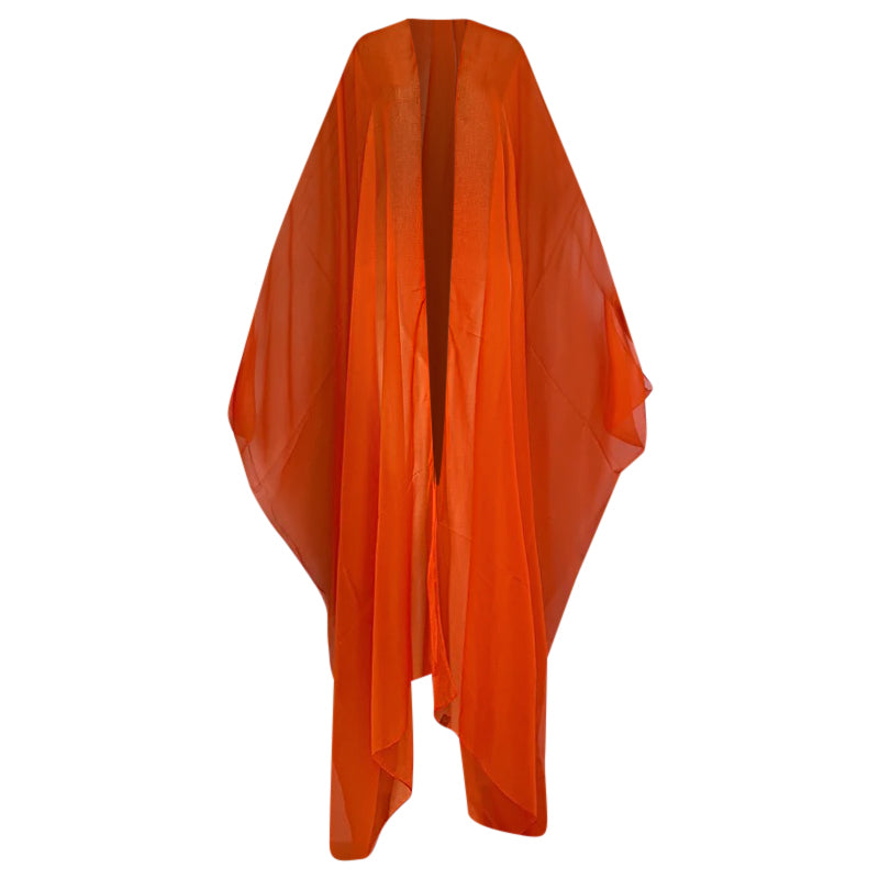 Robe Kimono Sheer Cover Up Kimono (Orange)