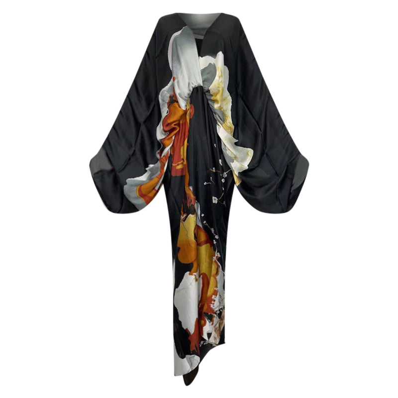 Robe Kimono All Inclusive Kaftan Dress (Black)