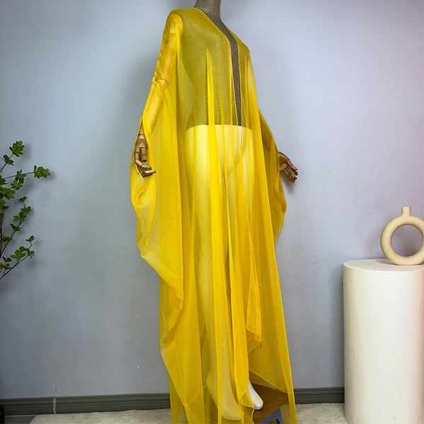 And The Why Sheer Front Tie Knot Oversized Kimono Wrap Cover Up