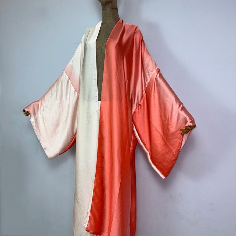 Robe Kimono Starburst Kimono (White Orange)