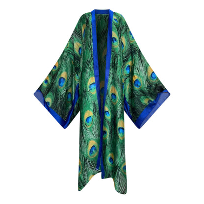 Kimono de plumas de pavo real 